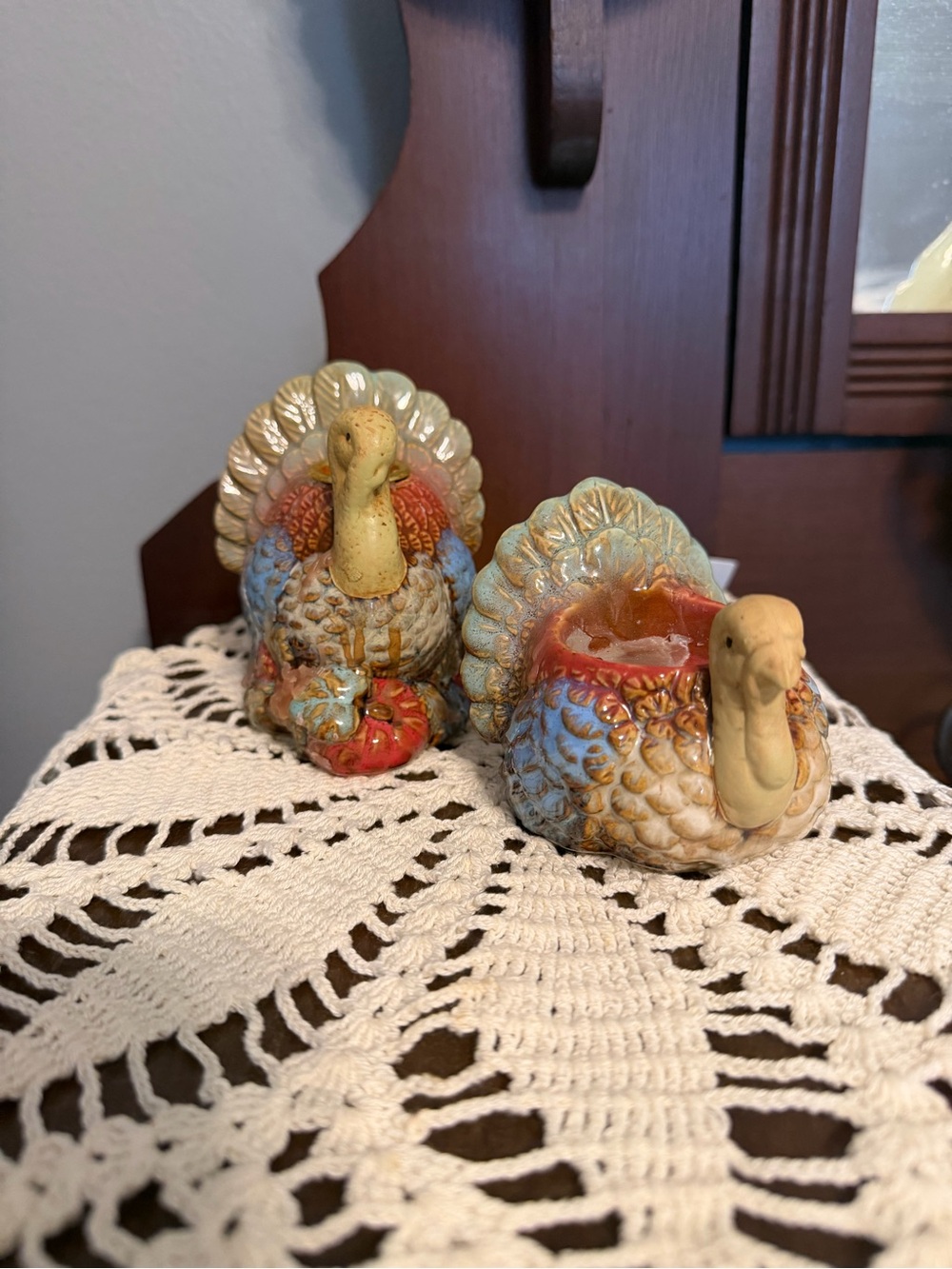 Vintage Harvest Turkey Candle Holders